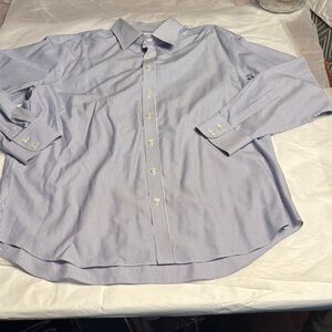 Charles Tyrwhitt Blue & White Pinstripe Dress Shirt 17.5/36 Very Nice!